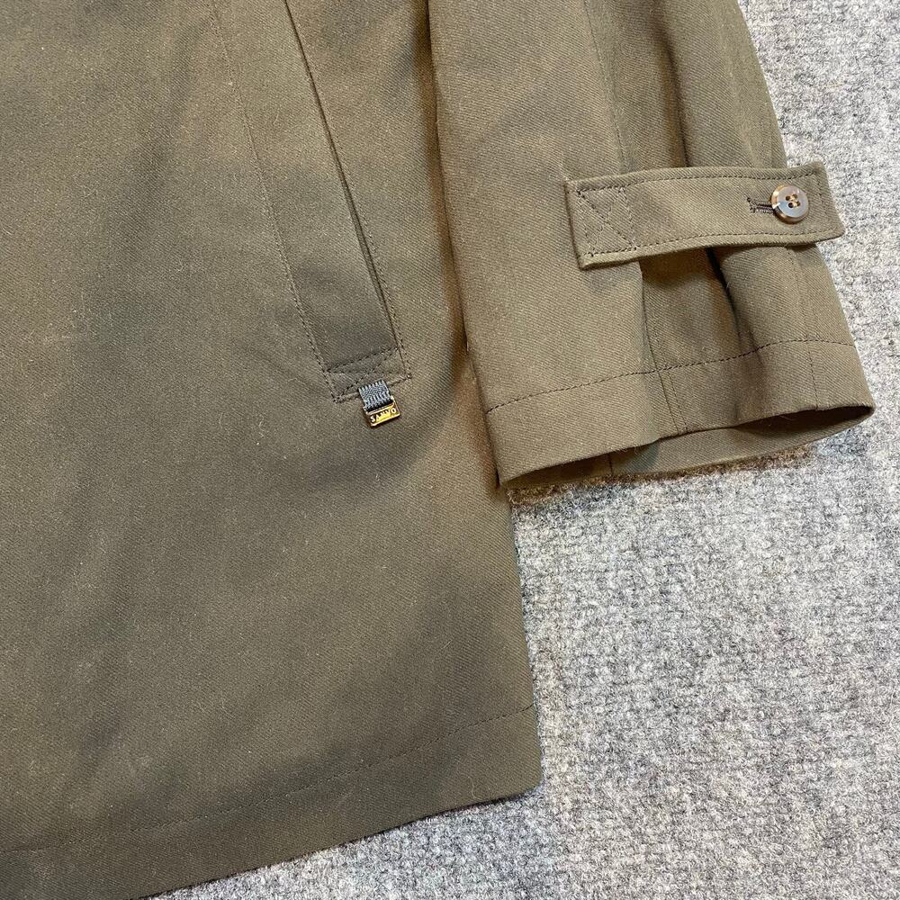 Vintage Sanyo Men Small Olive Green Wool Blend Car Coat Jacket Removeable Lining - Picture 3 of 10
